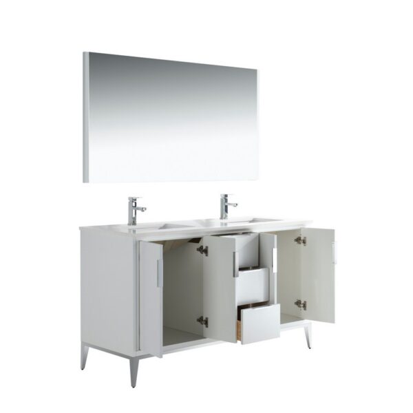 Kubebath KD9960 Divani 60 Inch Freestanding Double Sink Bath Vanity with Quartz Counter Top