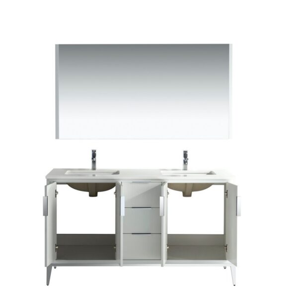 Kubebath KD9960 Divani 60 Inch Freestanding Double Sink Bath Vanity with Quartz Counter Top