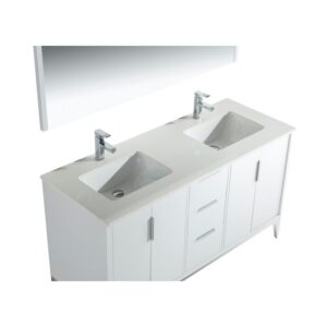 Kubebath KD9960 Divani 60 Inch Freestanding Double Sink Bath Vanity with Quartz Counter Top