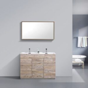 Kubebath KFM48D-NW Milano 48 Inch Double Sink  Nature Wood Modern Bathroom Vanity