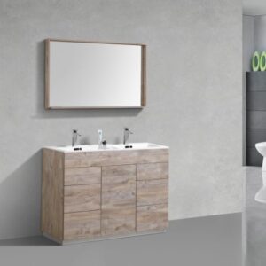 Kubebath KFM48D-NW Milano 48 Inch Double Sink  Nature Wood Modern Bathroom Vanity