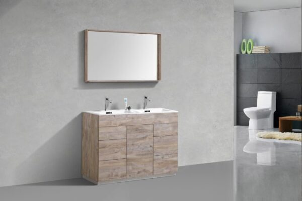 Kubebath KFM48D-NW Milano 48 Inch Double Sink  Nature Wood Modern Bathroom Vanity