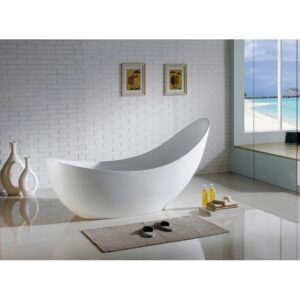 Kubebath KFST1271 Kube Salto 80 1/2 X 31 3/8 Inch Rectangular Acrylic Freestanding Bathtub - White