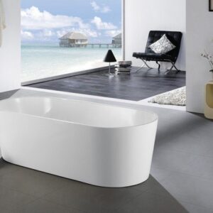 Kubebath KFST1459 Kube Ovale 59 Inch White Free Standing Bathtub