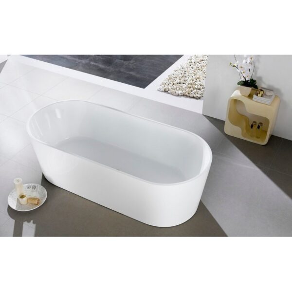 Kubebath KFST1463 Kube Ovale 63 X 31 5/8 Inch Rectangular Acrylic Freestanding Bathtub - White