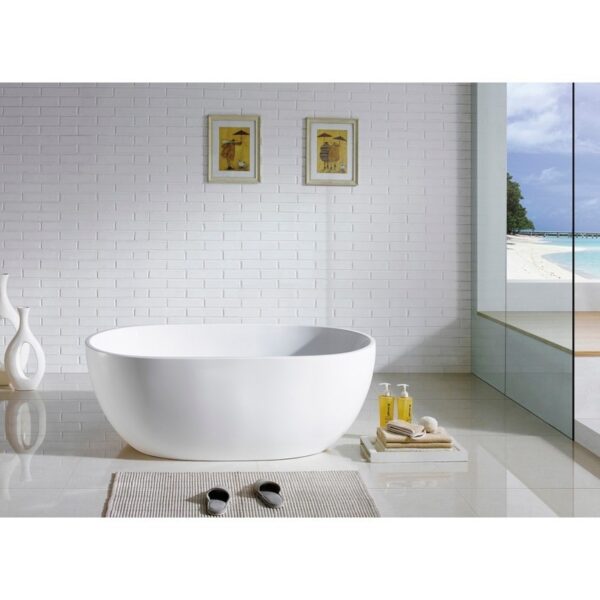 Kubebath KFST4967-MW Kube Vernice 66 1/2 X 16 7/8 Inch Rectangular Acrylic Free Standing Bathtub - Matte White