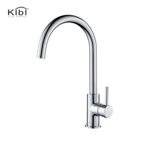 KIBI USA KKF2001 Lowa 14 3/4 Inch Single Hole Deck Mount High Arc Single Level Bar Prep Kitchen Faucet with Single Handle