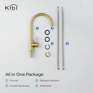 KIBI USA KKF2001 Lowa 14 3/4 Inch Single Hole Deck Mount High Arc Single Level Bar Prep Kitchen Faucet with Single Handle