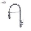 KIBI USA KKF2003 Aurora 17 Inch Single Hole Deck Mount Single Handle High Arc Pull-Down Kitchen Faucet with Sprayer