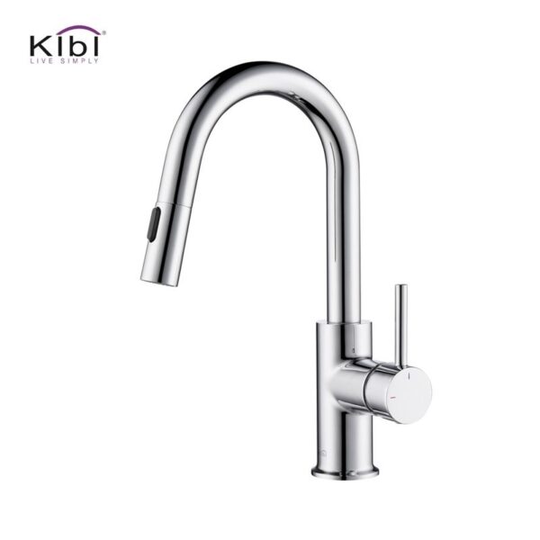 KIBI USA KKF2011 Luxe 13 1/2 Inch Single Hole Deck Mount Pull-Down Kitchen Faucet with Sprayer and Magnetic Docking