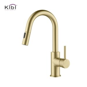 KIBI USA KKF2011 Luxe 13 1/2 Inch Single Hole Deck Mount Pull-Down Kitchen Faucet with Sprayer and Magnetic Docking