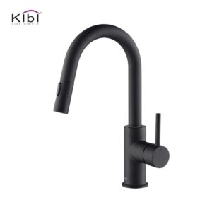 KIBI USA KKF2011 Luxe 13 1/2 Inch Single Hole Deck Mount Pull-Down Kitchen Faucet with Sprayer and Magnetic Docking