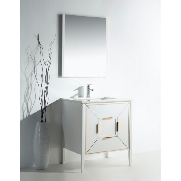 Kubebath KV8830 Vetro 29 1/4 Inch Freestanding Single Sink Bath Vanity with Quartz Counter Top