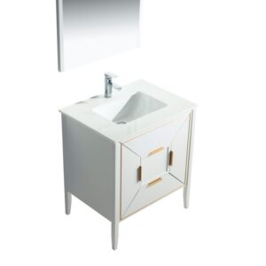 Kubebath KV8830 Vetro 29 1/4 Inch Freestanding Single Sink Bath Vanity with Quartz Counter Top