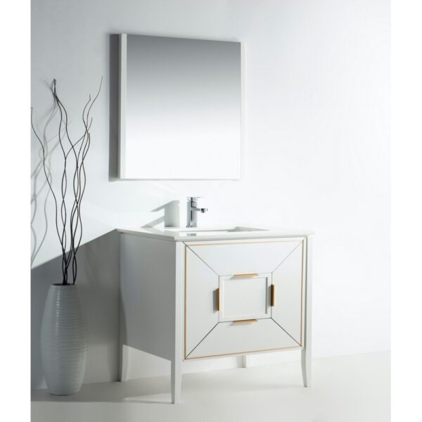 Kubebath KV8836 Vetro 35 1/4 Inch Freestanding Single Sink Bath Vanity with Quartz Counter Top