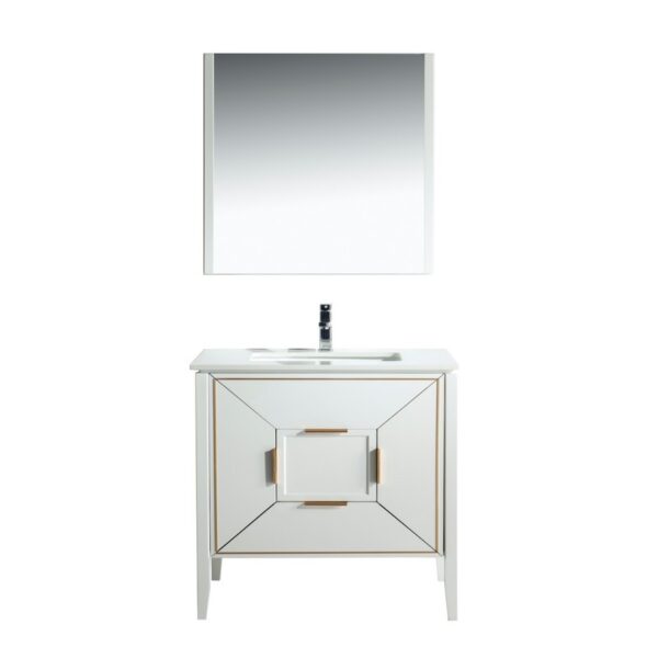 Kubebath KV8836 Vetro 35 1/4 Inch Freestanding Single Sink Bath Vanity with Quartz Counter Top