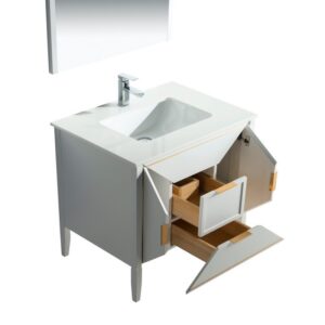 Kubebath KV8836 Vetro 35 1/4 Inch Freestanding Single Sink Bath Vanity with Quartz Counter Top