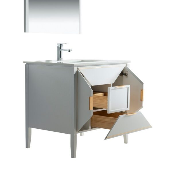 Kubebath KV8836 Vetro 35 1/4 Inch Freestanding Single Sink Bath Vanity with Quartz Counter Top