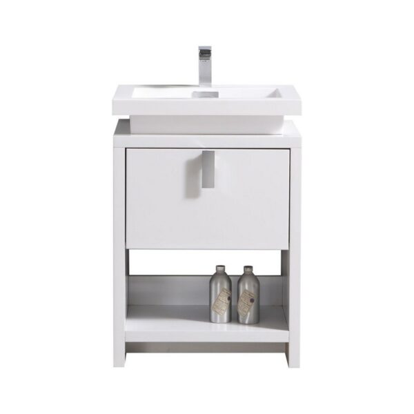 Kubebath L600 Levi 24 Inch Freestanding Single Sink Bath Vanity with Cubby Hole