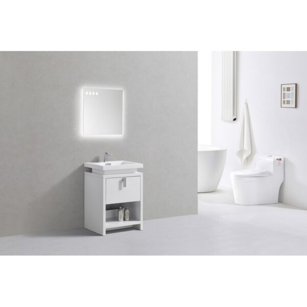 Kubebath L600 Levi 24 Inch Freestanding Single Sink Bath Vanity with Cubby Hole