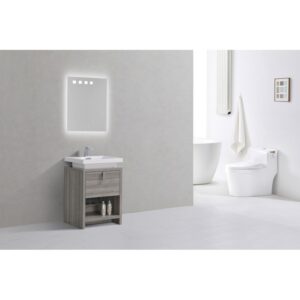 Kubebath L600 Levi 24 Inch Freestanding Single Sink Bath Vanity with Cubby Hole