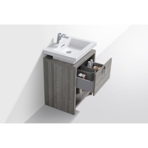 Kubebath L600 Levi 24 Inch Freestanding Single Sink Bath Vanity with Cubby Hole