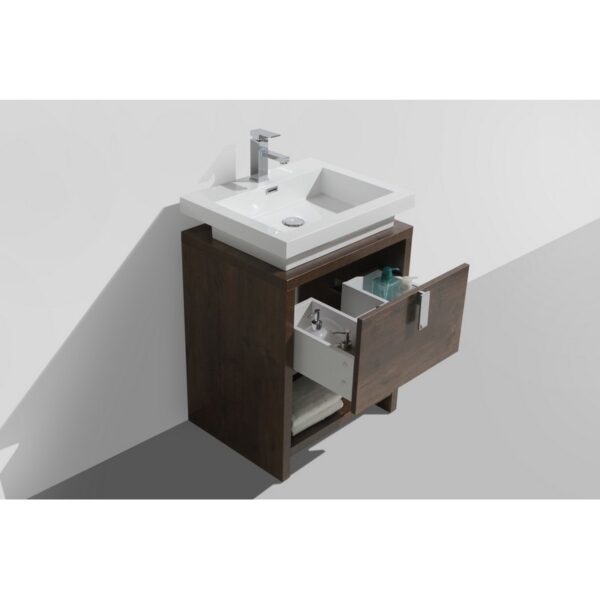 Kubebath L600 Levi 24 Inch Freestanding Single Sink Bath Vanity with Cubby Hole