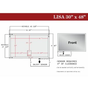 Castello USA LISA3048 Lisa 48 x 30 Inch LED Bathroom Mirror with Sensor Button