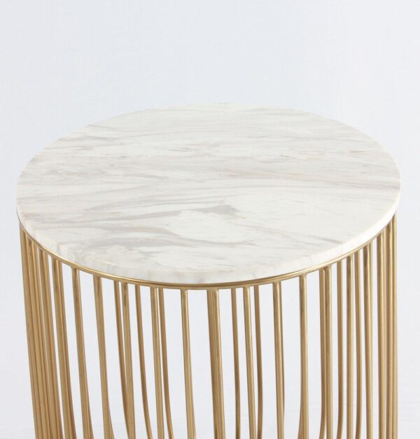 GFURN Mie Side Table - Carrara Marble Top & Gold Base