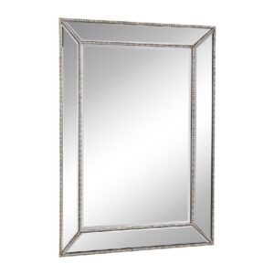 Chans Furniture MR-2375 32 Inch Ramsey Wall Mirror with Beaded Details in Silver Finish