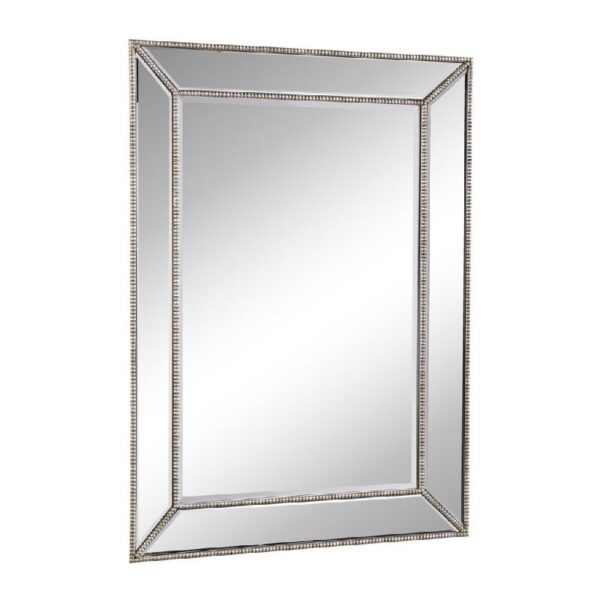 Chans Furniture MR-2375 32 Inch Ramsey Wall Mirror with Beaded Details in Silver Finish