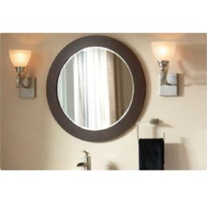 Chans Furniture MR-339A 28 Inch Giovanni Round Framed Wall Mount Bathroom Vanity Mirror in Espresso