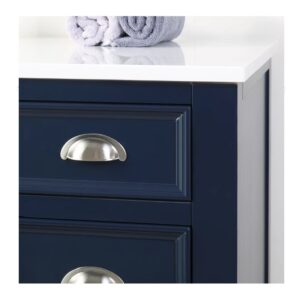 Chans Furniture NB-4485QT 46 Inch Benton Collection Navy Blue Zapate Bathroom Sink Vanity with Quartz Top