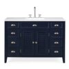 Chans Furniture NB-4485QT 46 Inch Benton Collection Navy Blue Zapate Bathroom Sink Vanity with Quartz Top