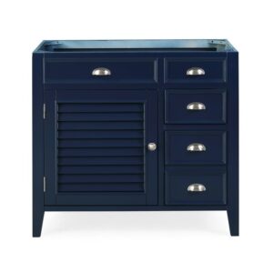 Chans Furniture NB-6685QT 36 Inches Benton Collection Zapata Shutter Blind Bathroom Vanity In Navy Blue