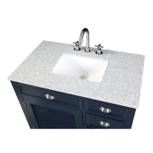 Chans Furniture NB-6685QT 36 Inches Benton Collection Zapata Shutter Blind Bathroom Vanity In Navy Blue