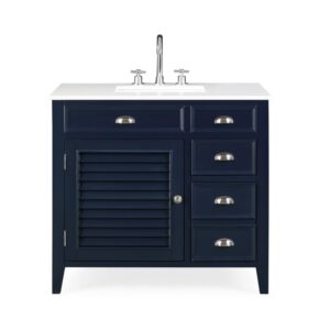 Chans Furniture NB-6685QT 36 Inches Benton Collection Zapata Shutter Blind Bathroom Vanity In Navy Blue