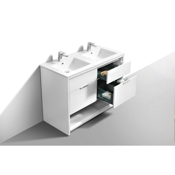 Kubebath NUDO48D Nudo 48 Inch Double Sink Modern Bathroom Vanity