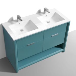 Kubebath NUDO48D Nudo 48 Inch Double Sink Modern Bathroom Vanity