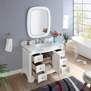 Chans Furniture Q1044W-RA Sesto 42 Inch Bathroom Vanity with Carrara Marble Top - White