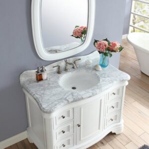 Chans Furniture Q1044W-RA Sesto 42 Inch Bathroom Vanity with Carrara Marble Top - White