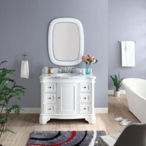 Chans Furniture Q1044W-RA Sesto 42 Inch Bathroom Vanity with Carrara Marble Top - White