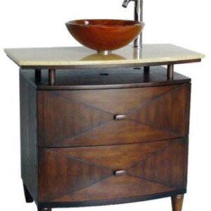 Chans Furniture Q136-1 Verdana 36 Inch Dark Brown Bathroom Vessel Sink Vanity