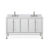 Chans Furniture Q164WT-60BK Bertone 60 Inch Bathroom Double Sink Vanity - White