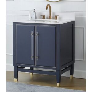 Chans Furniture Q169NB-30QT Bertone 30 Inch Bathroom Sink Vanity - Navy Blue