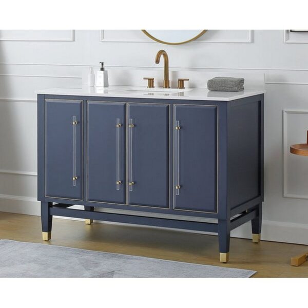 Chans Furniture Q169NB-48QT Bertone 48 Inch Bathroom Sink Vanity - Navy Blue