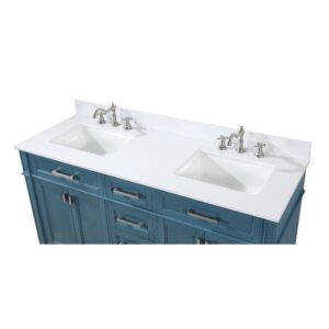 Chans Furniture QT-1808-D60TB Durand 60 Inch Bathroom Double Sink Vanity - Teal Blue