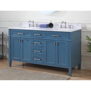 Chans Furniture QT-1808-D60TB Durand 60 Inch Bathroom Double Sink Vanity - Teal Blue