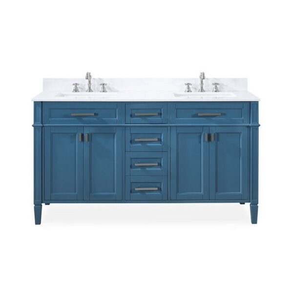 Chans Furniture QT-1808-D60TB Durand 60 Inch Bathroom Double Sink Vanity - Teal Blue