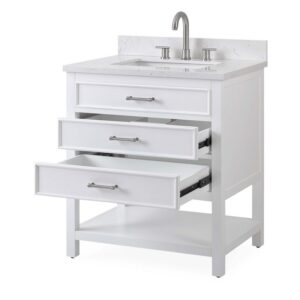 Chans Furniture QT-7206-W30 30 Inches Tennant Brand Single Sink Bathroom Vanity In White Finish